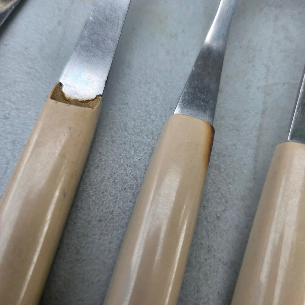Vintage Ekco Flint 6pc Kitchen Utensil Set Floral Wheat Melamine Handles USA